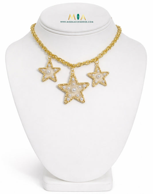 Pearl Star Trio Necklace