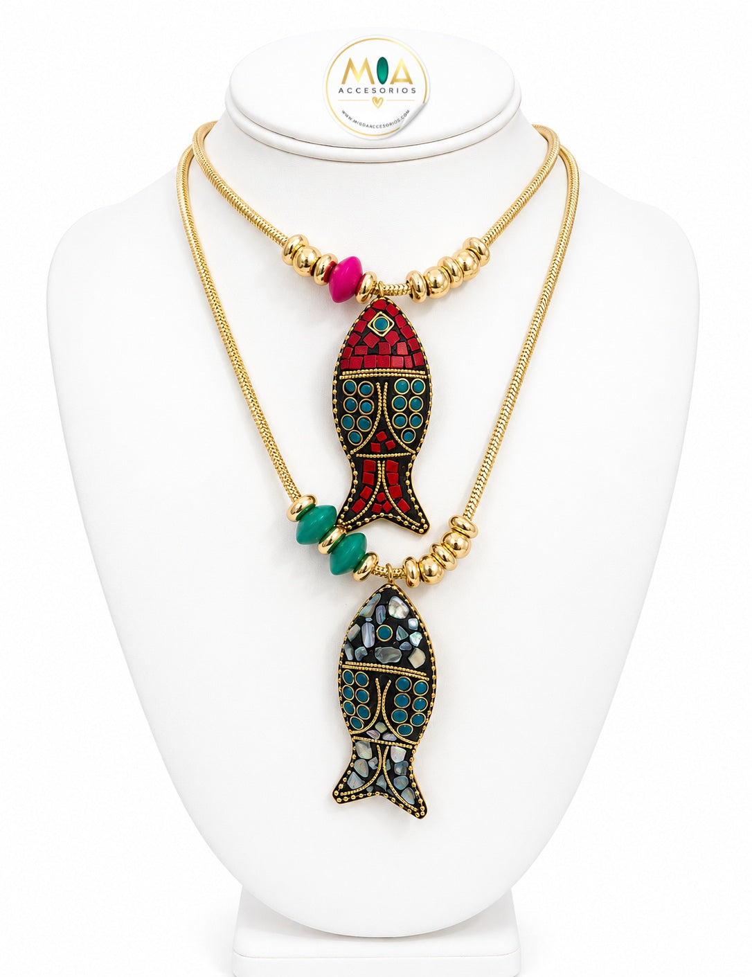 Mosaic Fish Statement Necklace