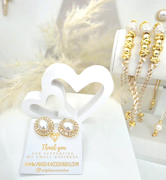 Elegant Pearl Earrings - Gold Plated Pink