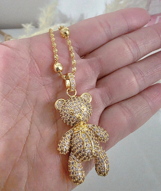 Pink Bear Necklace