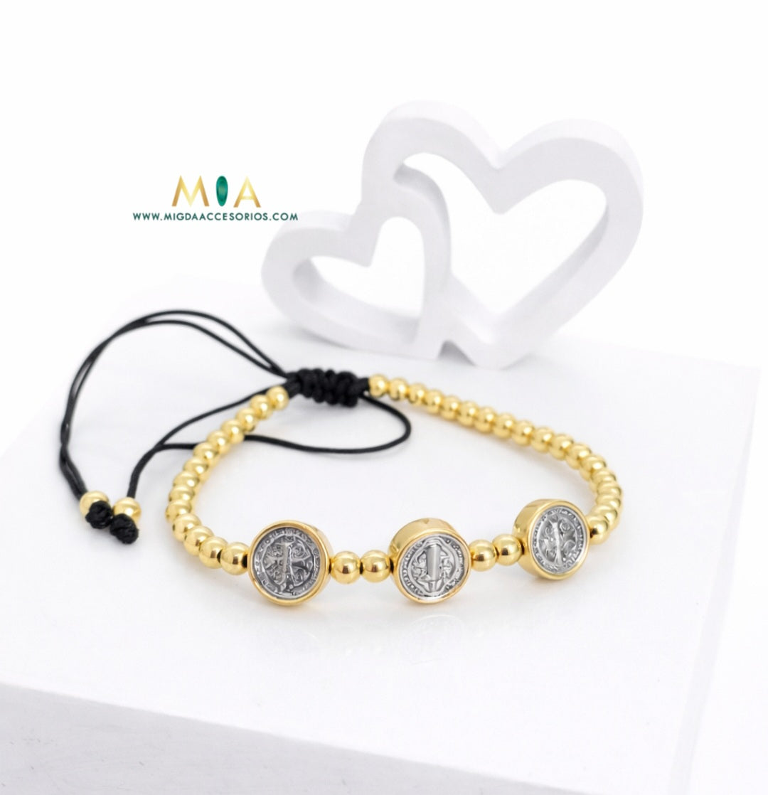 St. Benedict Bracelet - Gold Plated Reversible