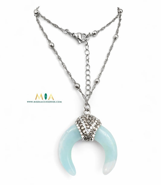 Mystic Horn Necklace - Silver Plated Stone