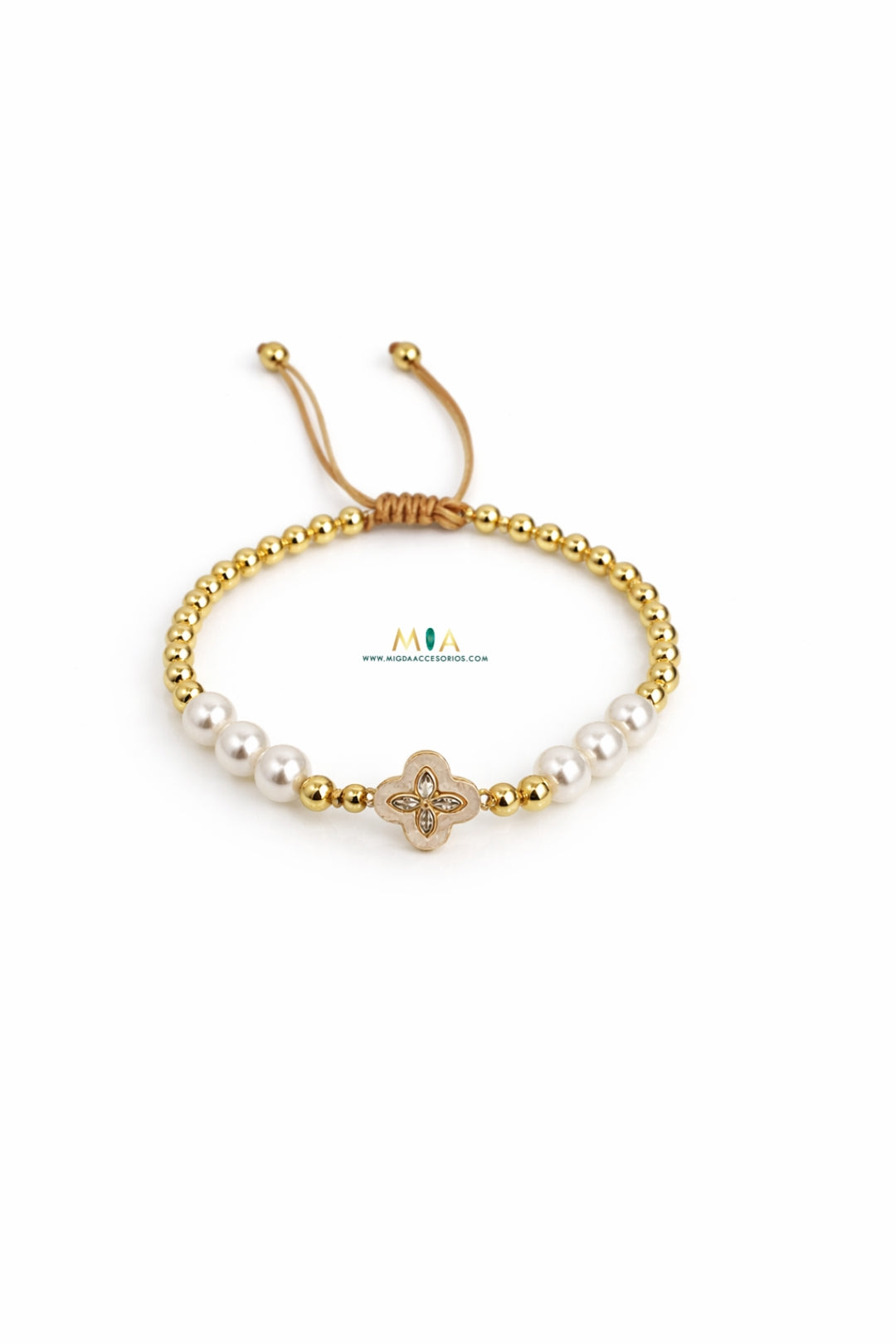 Clover Bracelet - Gold Plated Nacre Crystal