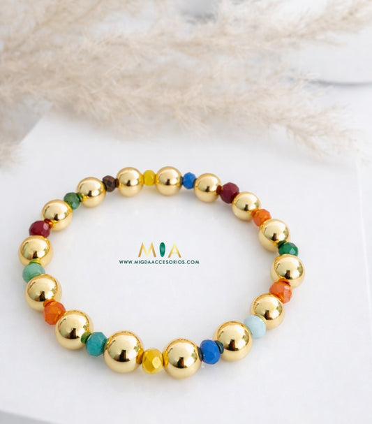 Brilla by Migda - Colorful Crystal Gold Bracelet
