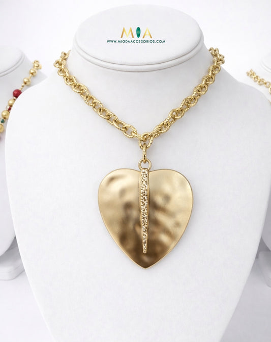 Bold Golden Heart Necklace