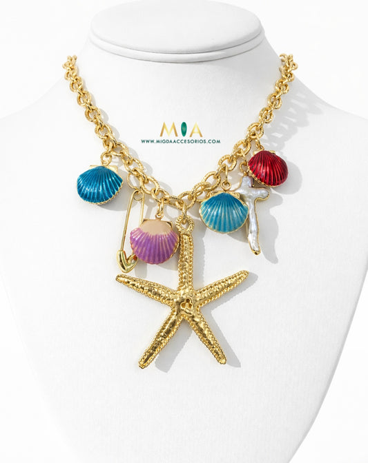 Golden Starfish Charm Necklace