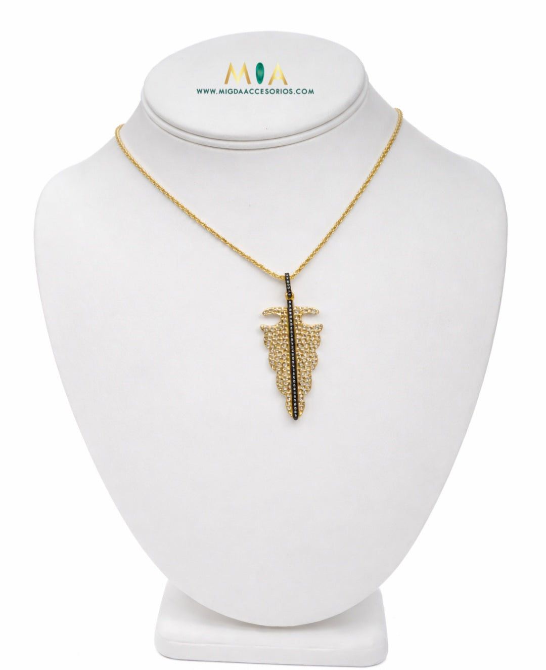 Golden Feather Pendant Necklace