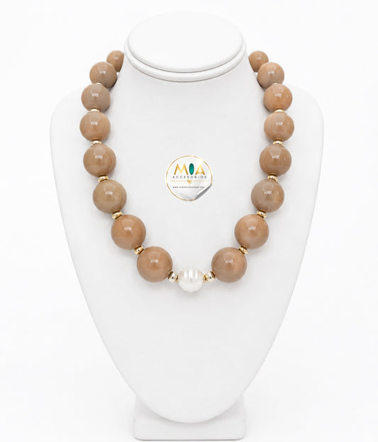 Mocha Pearl Statement Necklace