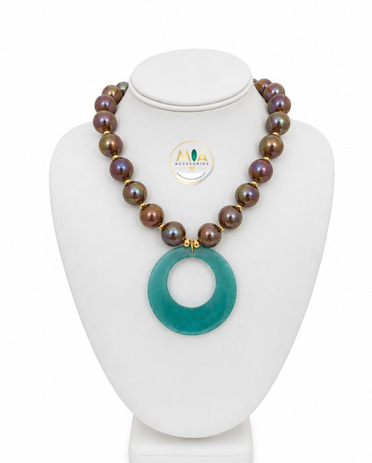 Aqua Eclipse Necklace | Turquoise Shell Pendant
