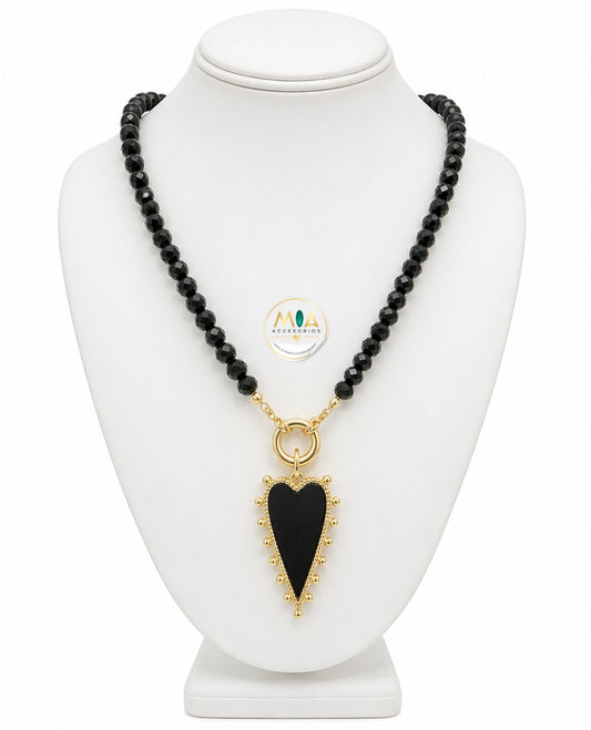 Golden Noir Heart Necklace