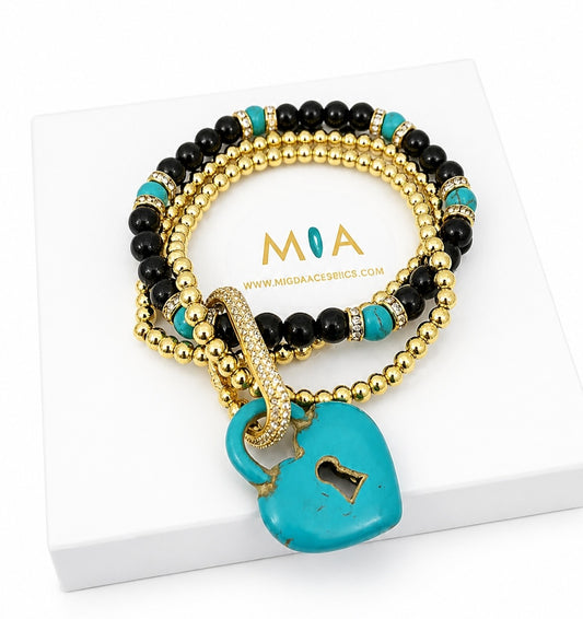 Love Padlock Bracelet Set