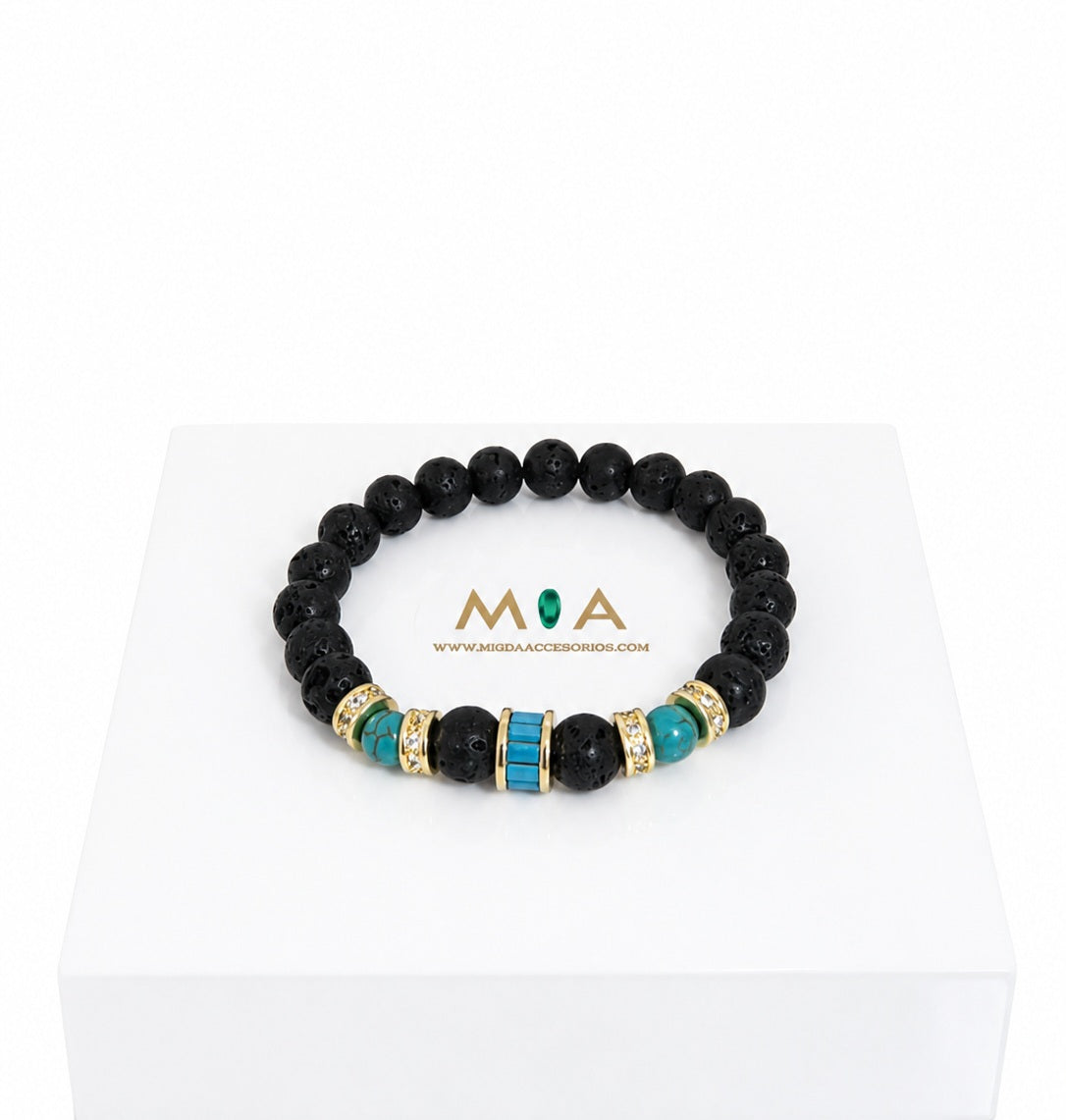 Onyx & Turquoise Gold Bracelet