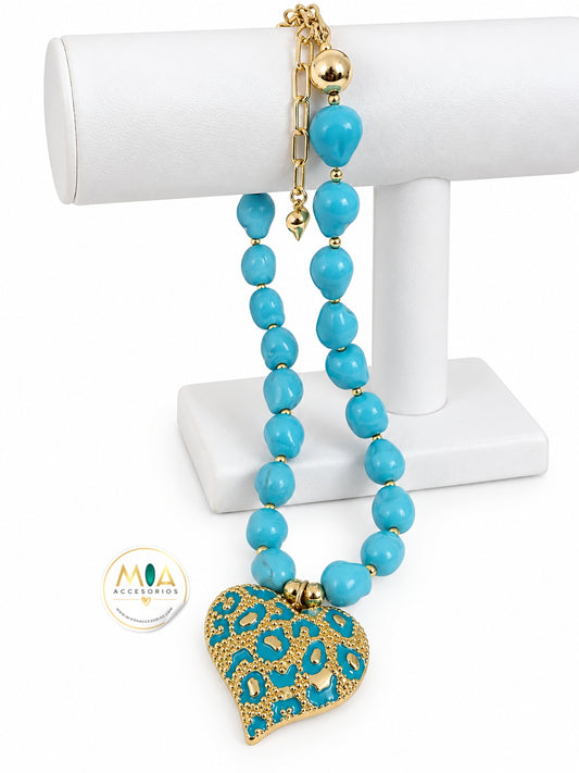 Turquoise Heart Statement Necklace