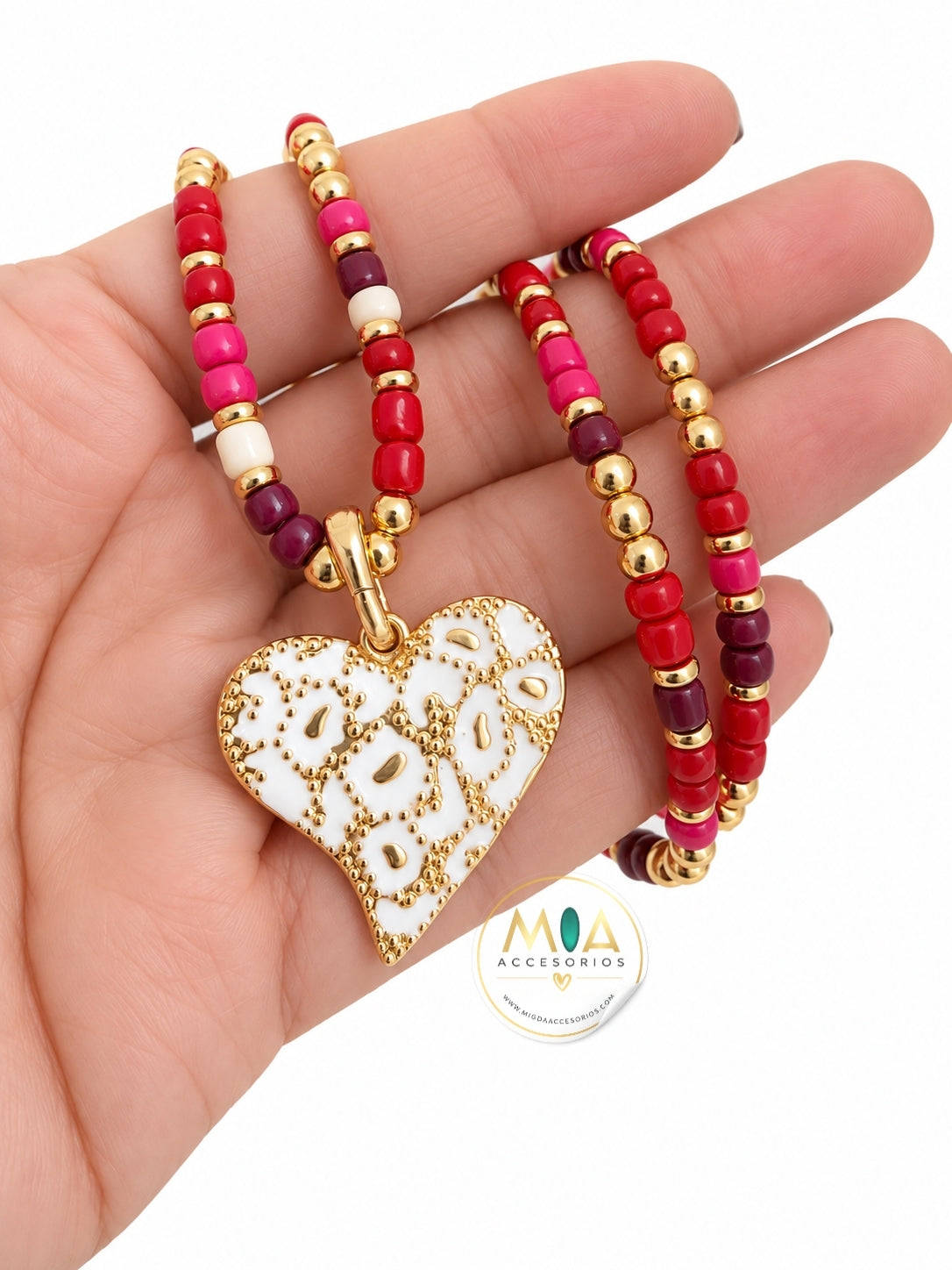 Amore Beaded Heart Necklace