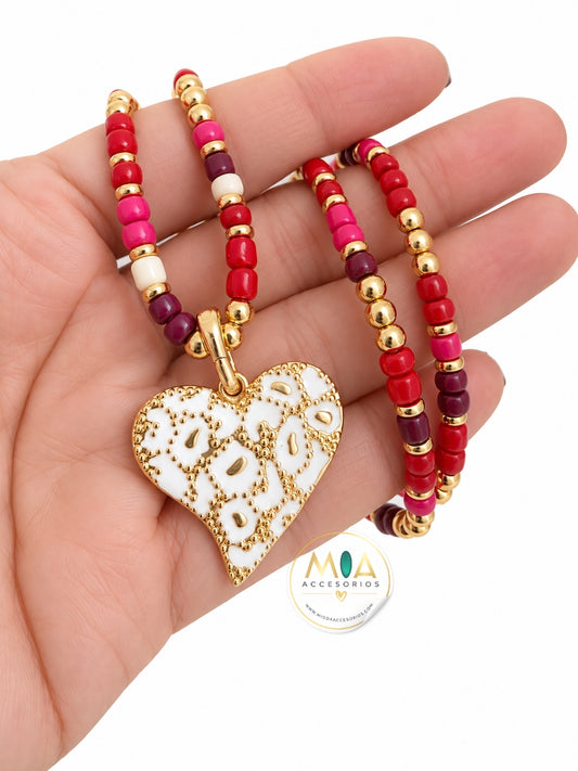 Amore Beaded Heart Necklace