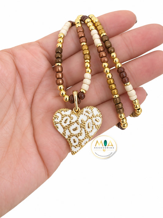 Amore Beaded Heart Necklace