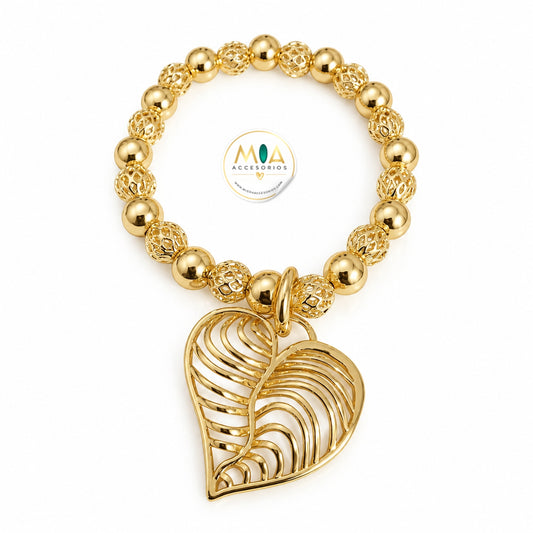 Golden Heart Filigree Bracelet