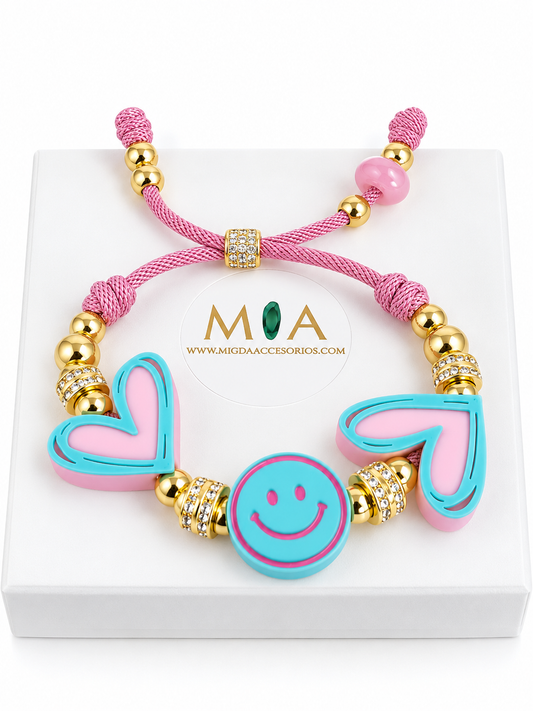 Pastel Hearts & Smiley Bracelet