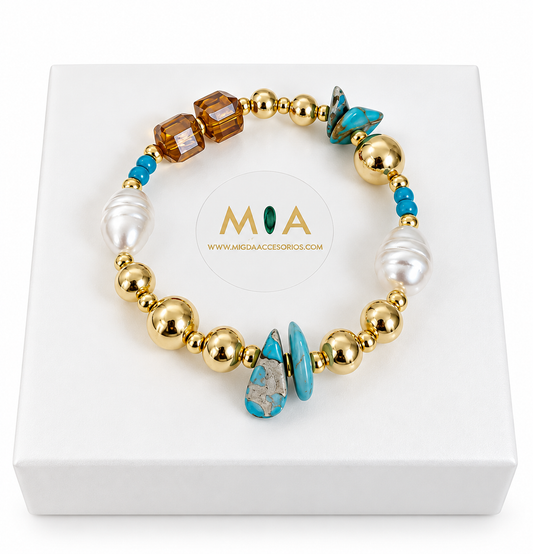 Turquoise Pearls Glow Bracelet